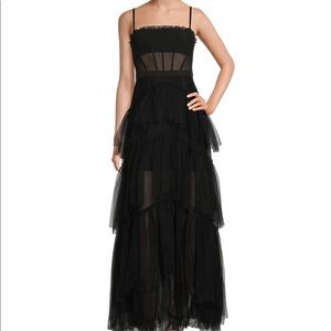 Black tiered tulle ruffle gown